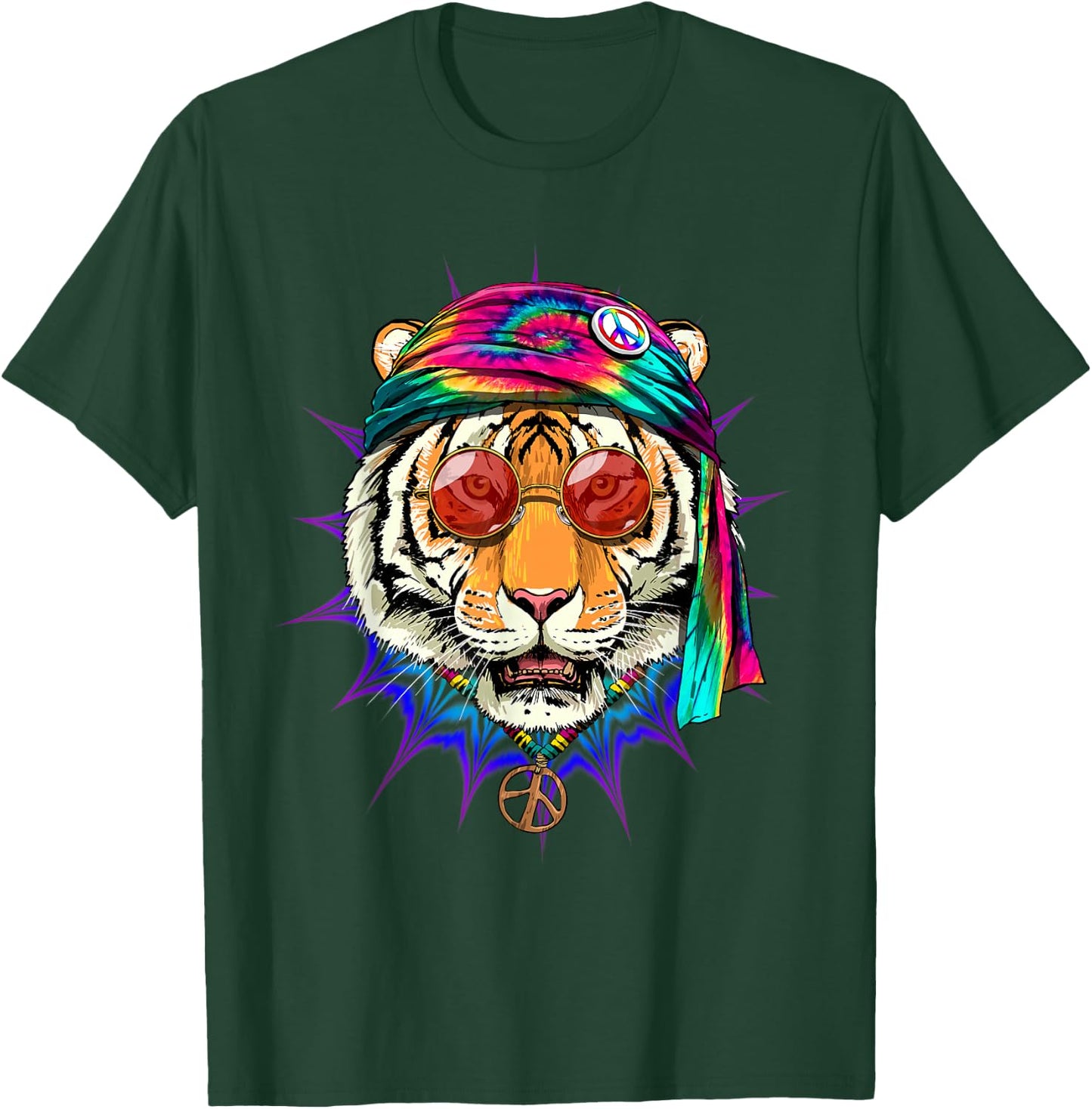 Tie Dye Hippie Tiger Hippiness Peace Love Tiger T-Shirt - T-Shirt | Forest