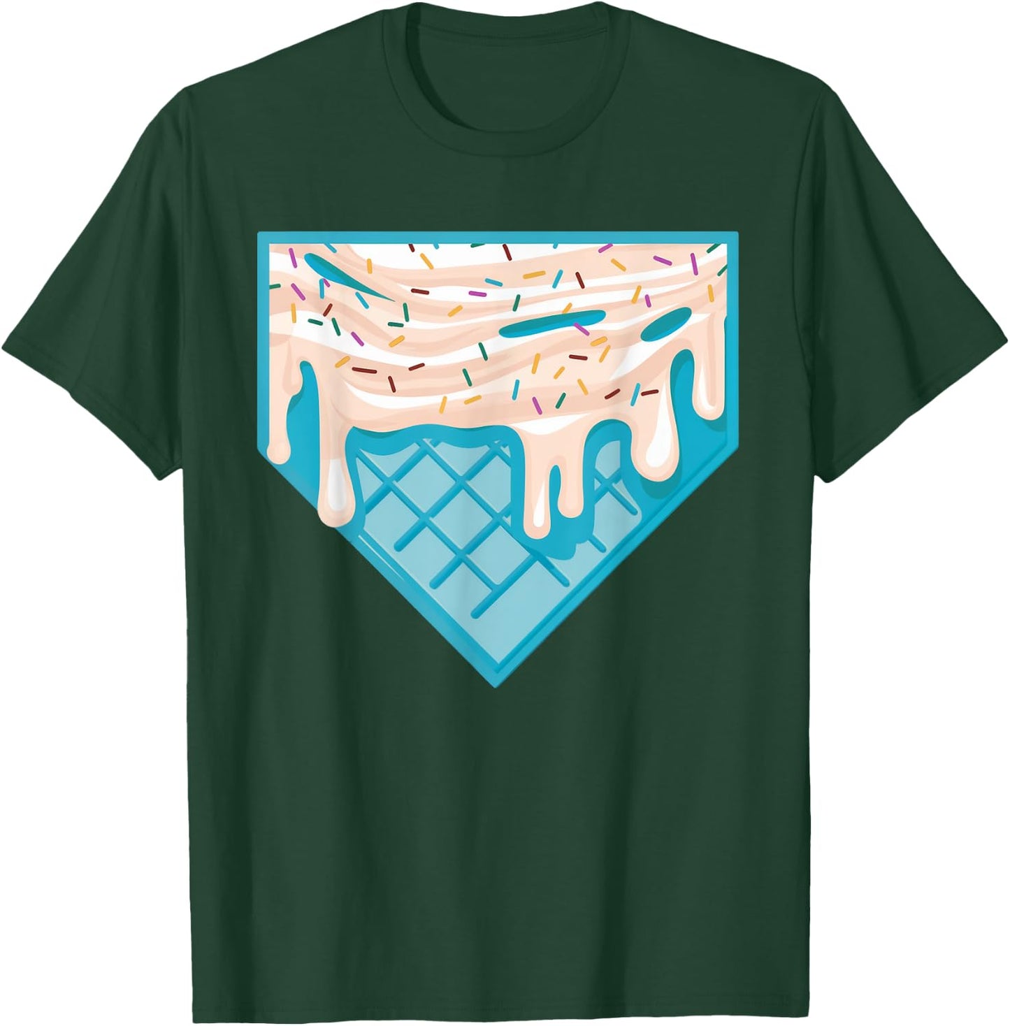 Funny Home Plate Drip - Ice Cream Softball & Baseball T-Shirt - T-Shirt | Forest
