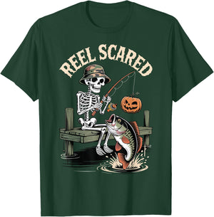 Reel Scared Funny Fishing Halloween T-Shirt - T-Shirt | Forest