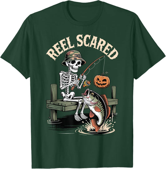 Reel Scared Funny Fishing Halloween T-Shirt - T-Shirt | Forest