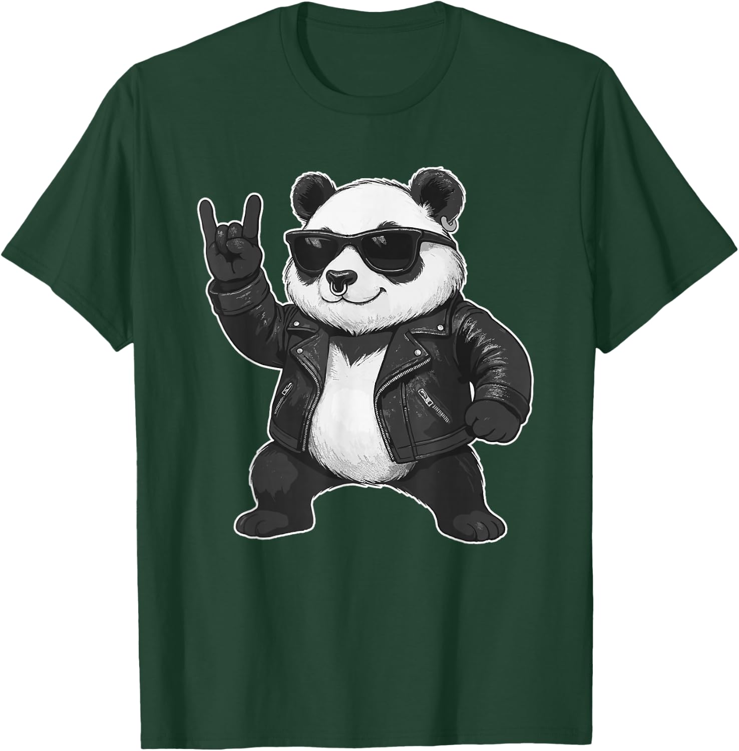 Panda & Rock Music, Rock Hand, Kids & Boys, Funny Rocker T-Shirt - T-Shirt | Forest