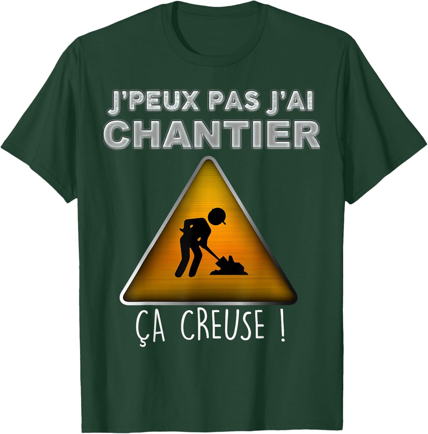 Je Peux Pas J'ai Chantier ça Hollow Construction , Black, S T-Shirt - T-Shirt | Forest