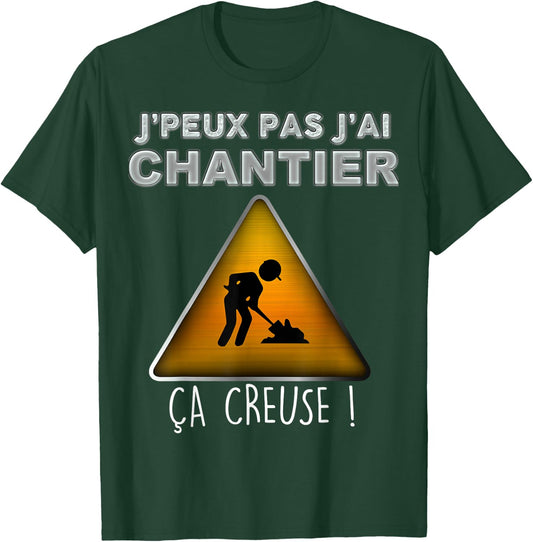 Je Peux Pas J'ai Chantier ça Hollow Construction , Black, S T-Shirt - T-Shirt | Forest