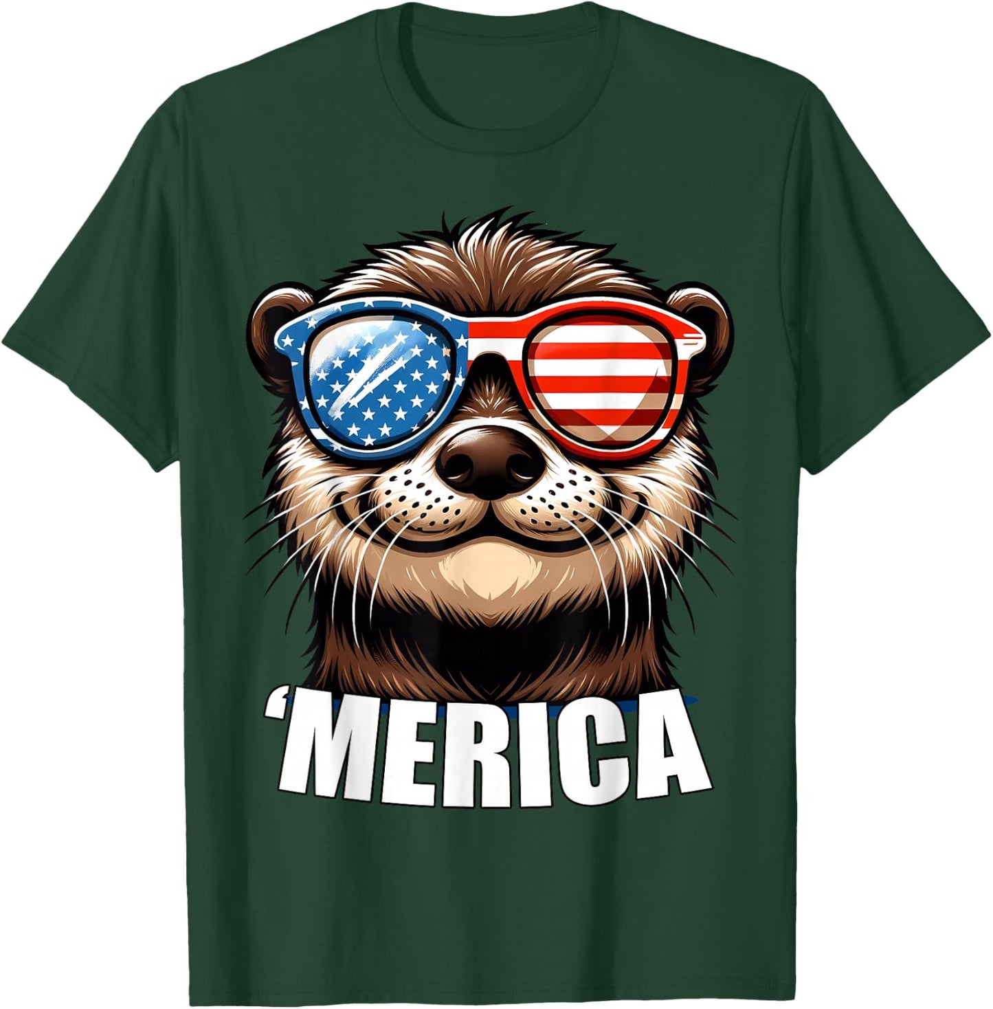 Merica River Otter Funny American Patriotic USA 4th of July T-Shirt - T-Shirt | Forest