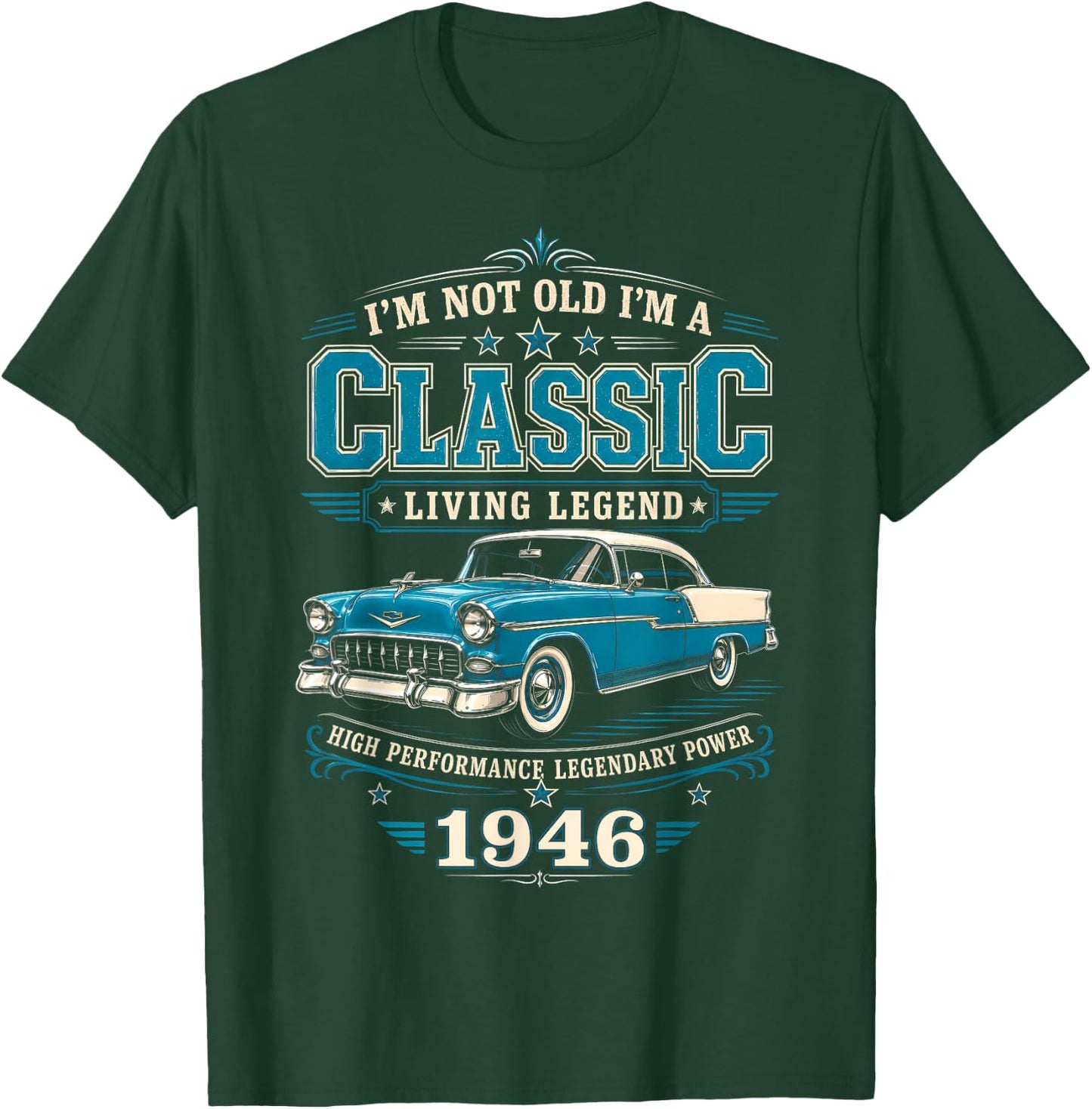 80 Year Old Classic Car 1946 Limited Edition 80th Birthday T-Shirt - T-Shirt | Forest