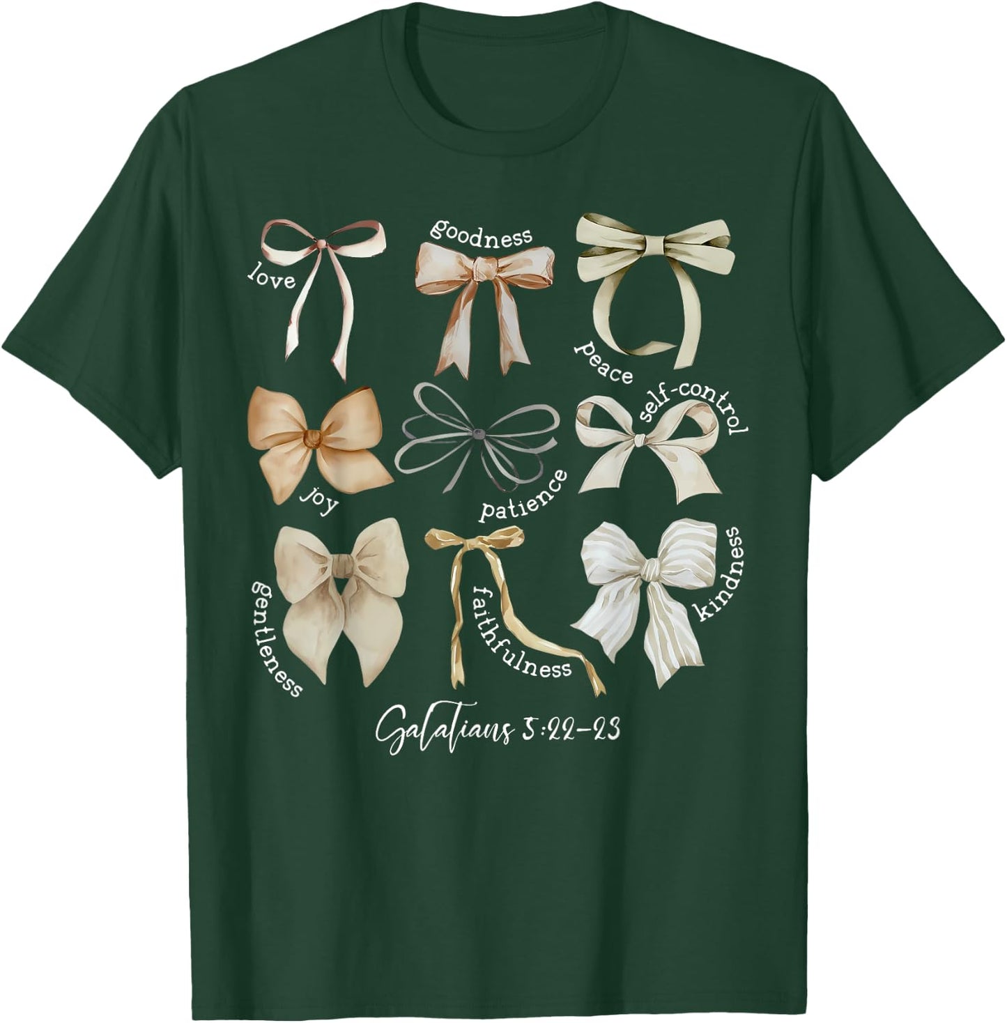 Coquette Bow Christian Fruit of the Spirit Bible Verse Jesus T-Shirt - T-Shirt | Forest