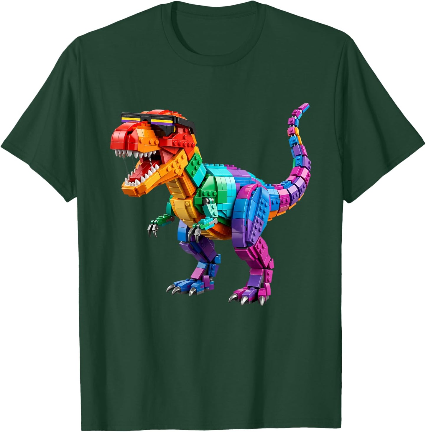 Master Builder Boys Kids Building Bricks Toys Dinosaur T-Rex T-Shirt - T-Shirt | Forest