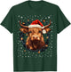 Cute Highland Cow Christmas Lights Santa Hat Xmas Pajama T-Shirt - T-Shirt | Forest