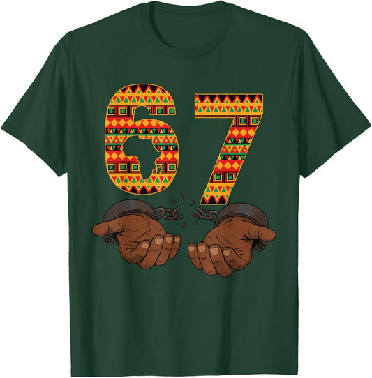 Funny Juneteenth 67 Six Seven Meme 1865 June 19th African T-Shirt - T-Shirt | Forest