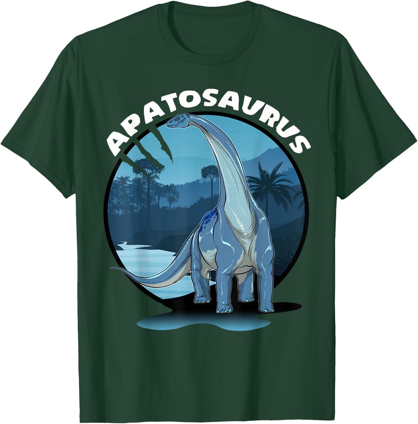 Apatosaurus Dinosaur Design With Background T-Shirt - T-Shirt | Forest