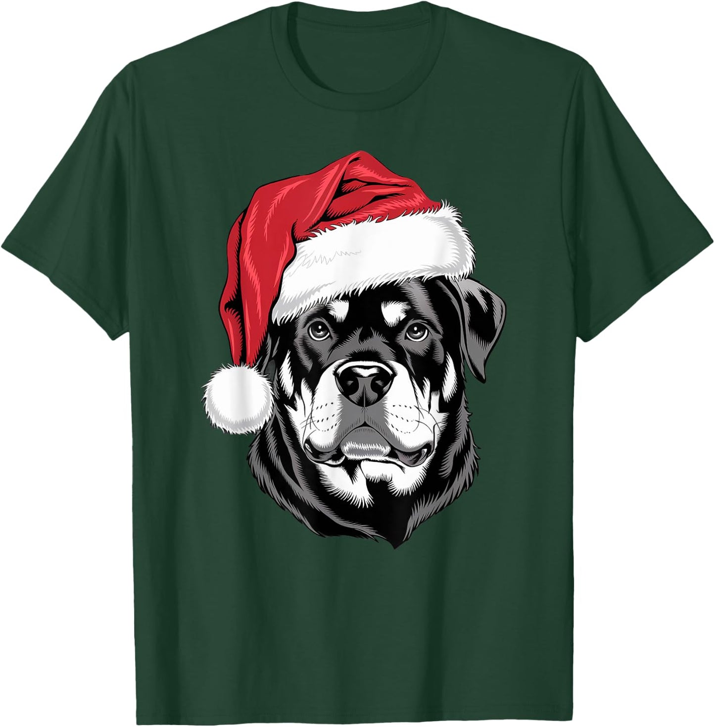 Joyful Rottie Santa Dog on Rottweiler Christmas T-Shirt - T-Shirt | Forest