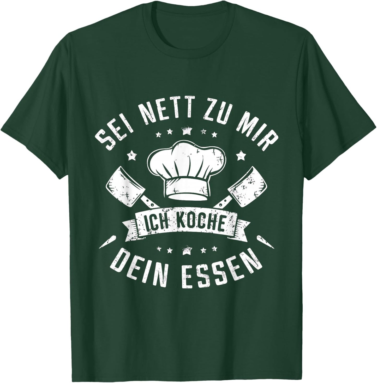 with German Text "Sei Nett Zu Mir Ich Koche Dein Essen Koch Hobbykoch Chefkoch, black T-Shirt - T-Shirt | Forest