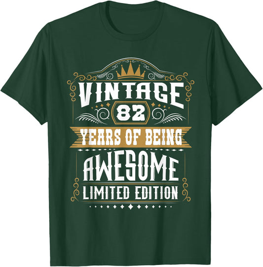 Vintage 82 Years of Being Awesome Limited Edition T-Shirt - T-Shirt | Forest
