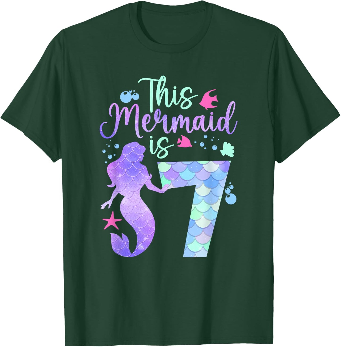 This Mermaid is 7 Birthday Girls Mermaid T-Shirt - T-Shirt | Forest