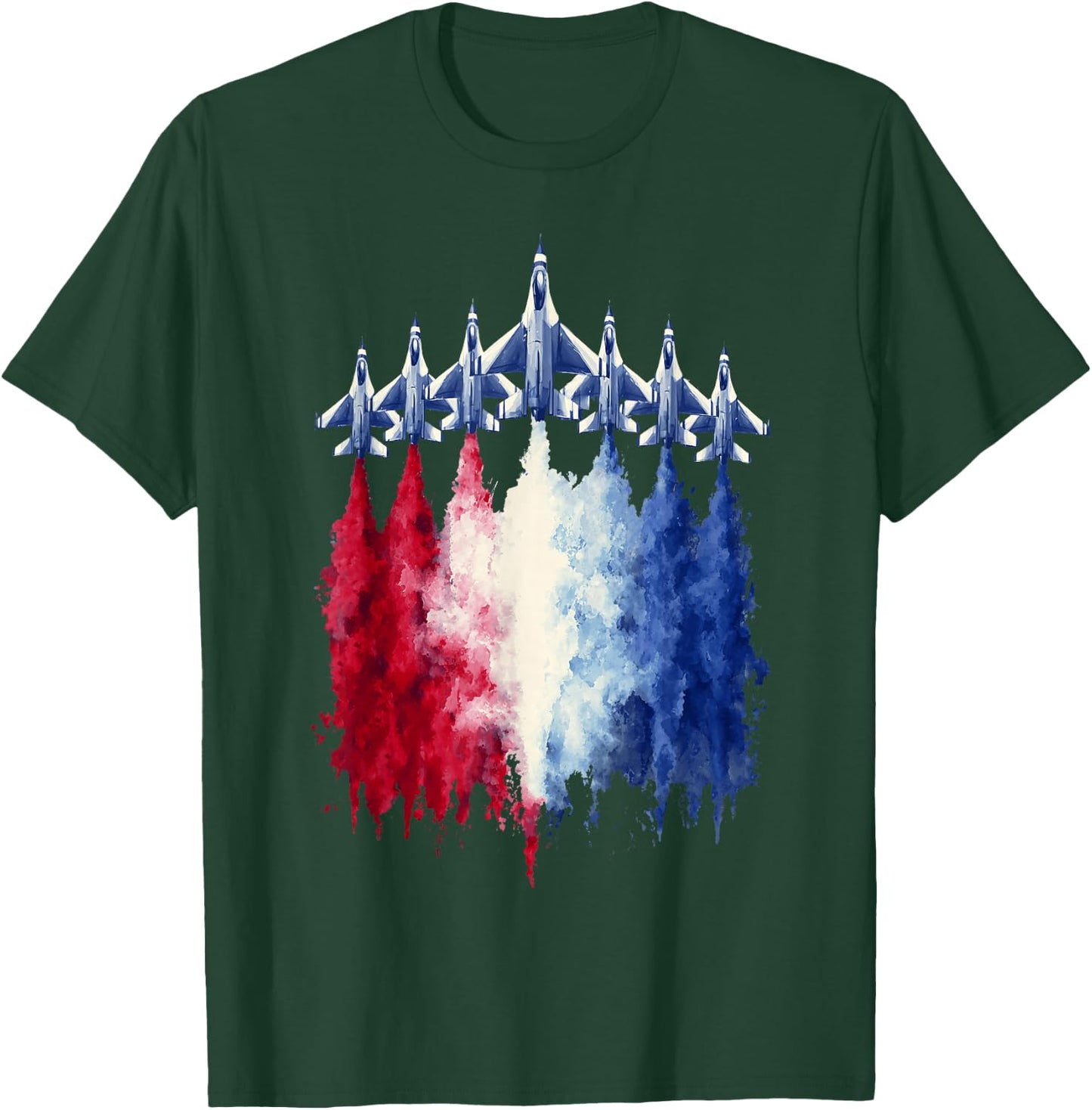 4th of July Patriotic Fighter Jets Airshow USA T-Shirt - T-Shirt | Forest