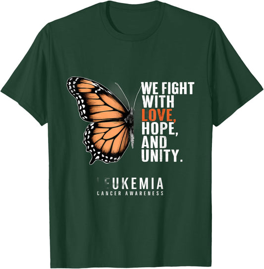 Leukemia Awareness Butterfly Fight With Hope Love Unity T-Shirt - T-Shirt | Forest