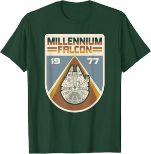 Star Wars Millennium Falcon Vintage 1977 Badge T-Shirt - T-Shirt | Forest