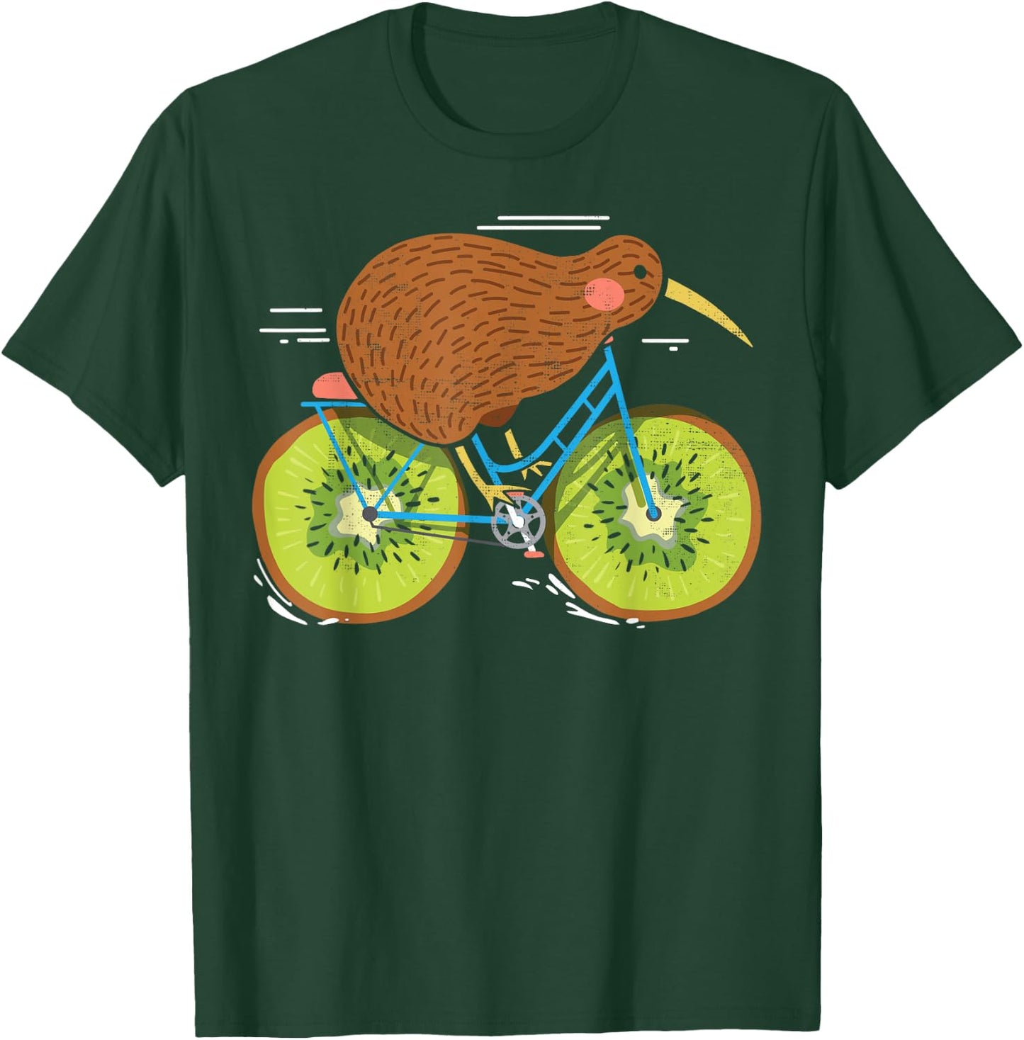 Cycle New Zealand Funny Kiwi on a Bicycle Design Idea T-Shirt - T-Shirt | Forest