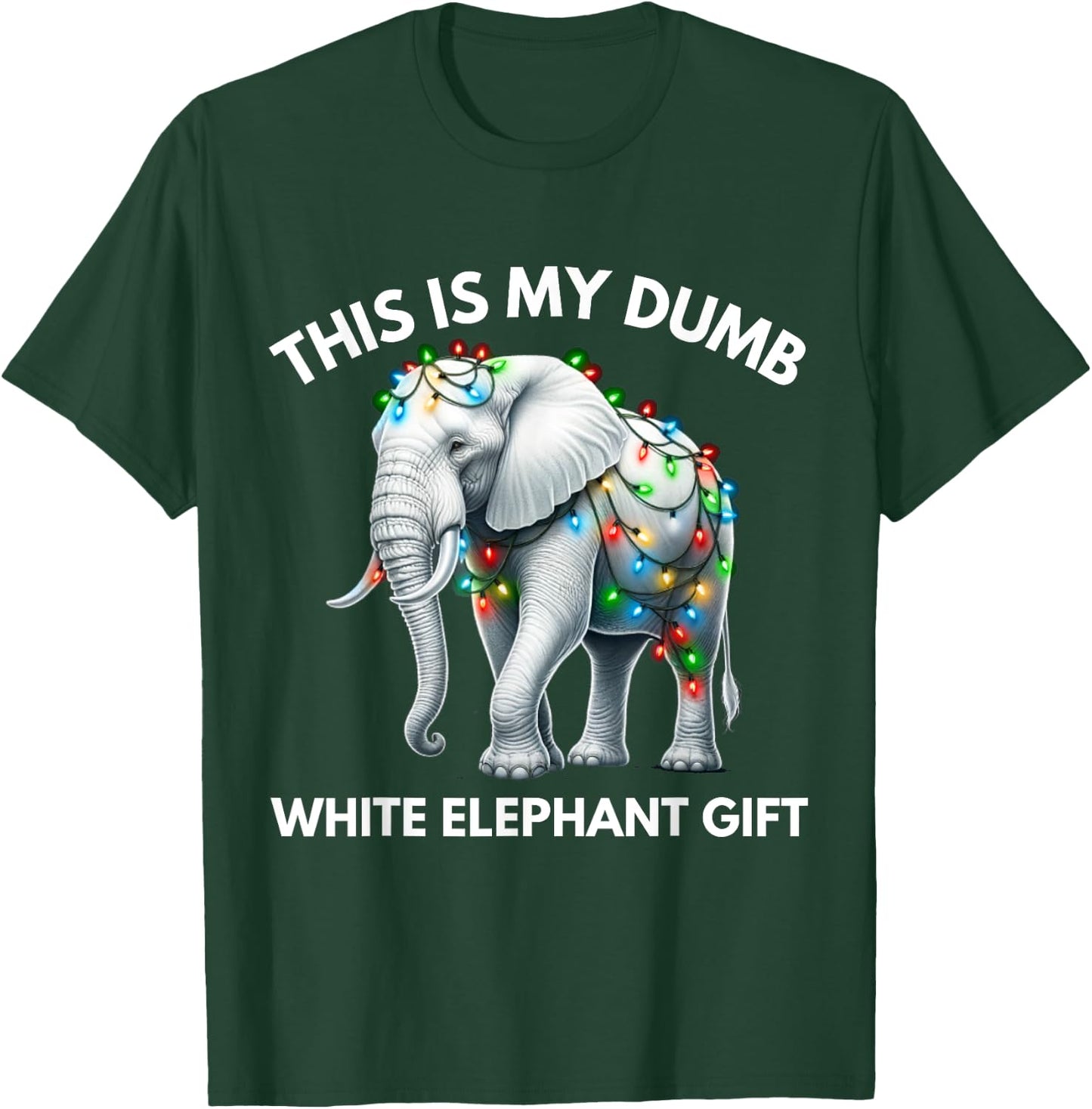 Funny White Elephant Gift Wrapped Elephant Dumb Gift T-Shirt - T-Shirt | Forest