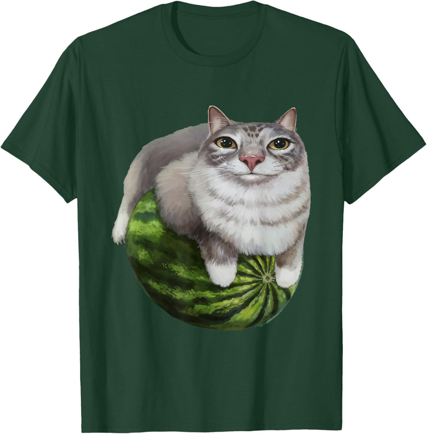 Silly Watermelon Cat Funny Cat Meme - Humor Graphic Anime T-Shirt - T-Shirt | Forest