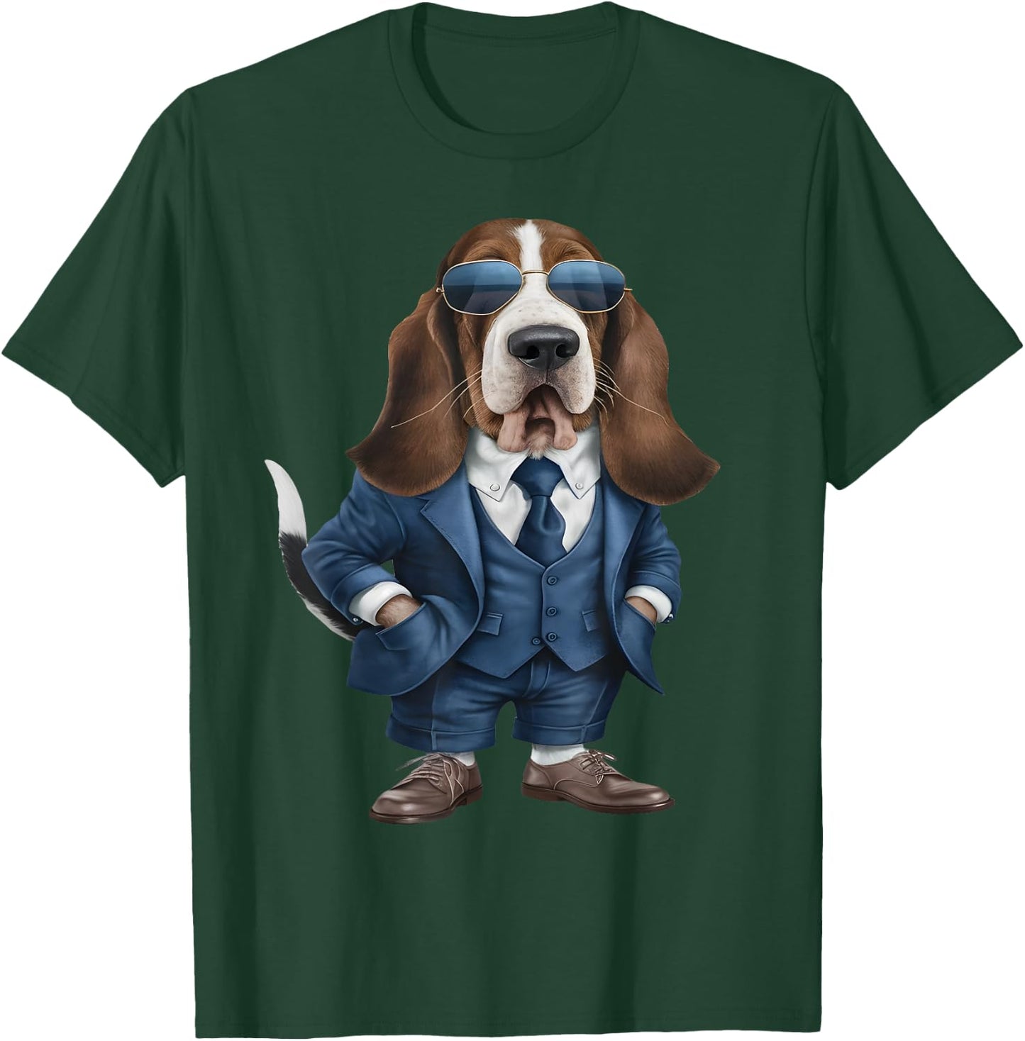 Men Woman Basset Hound Suit Basset Hound T-Shirt - T-Shirt | Forest