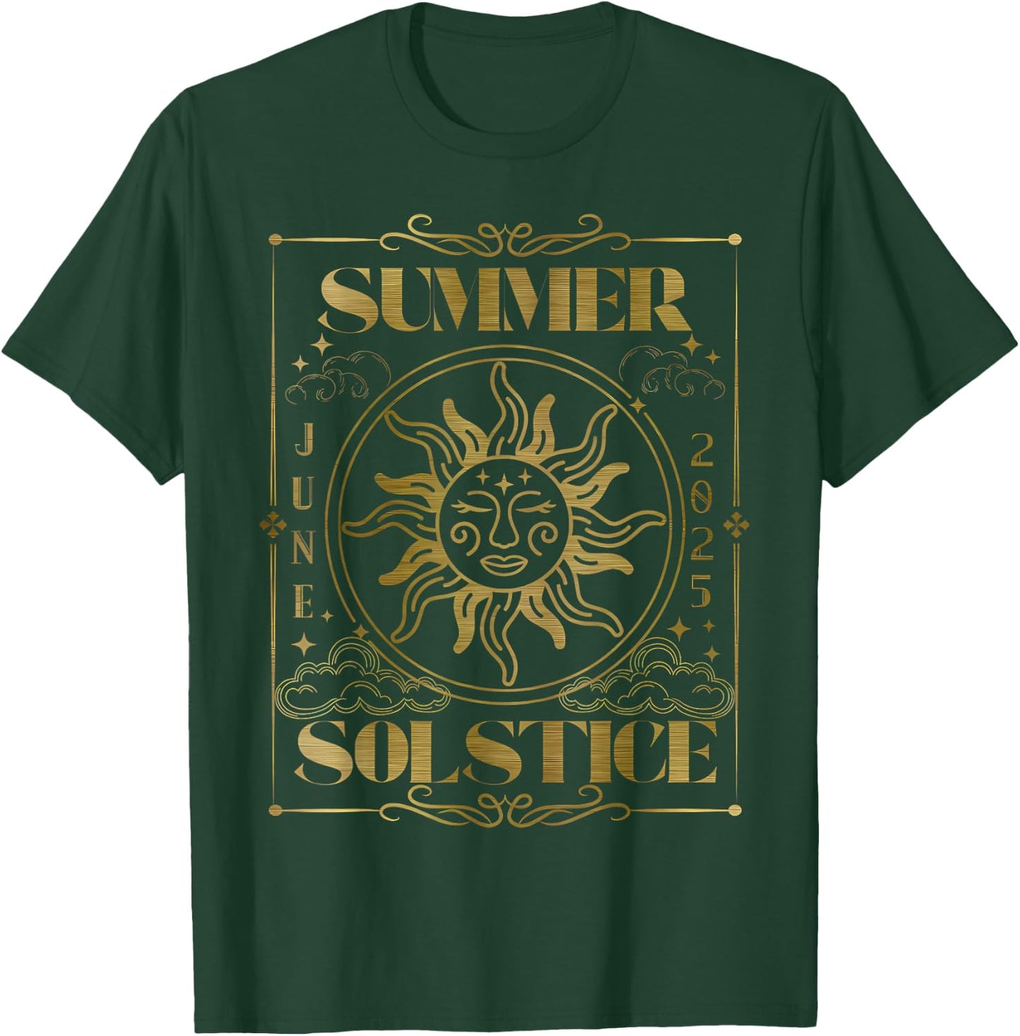 Summer Solstice Mystical Celestial Sun Festival Astrology T-Shirt - T-Shirt | Forest
