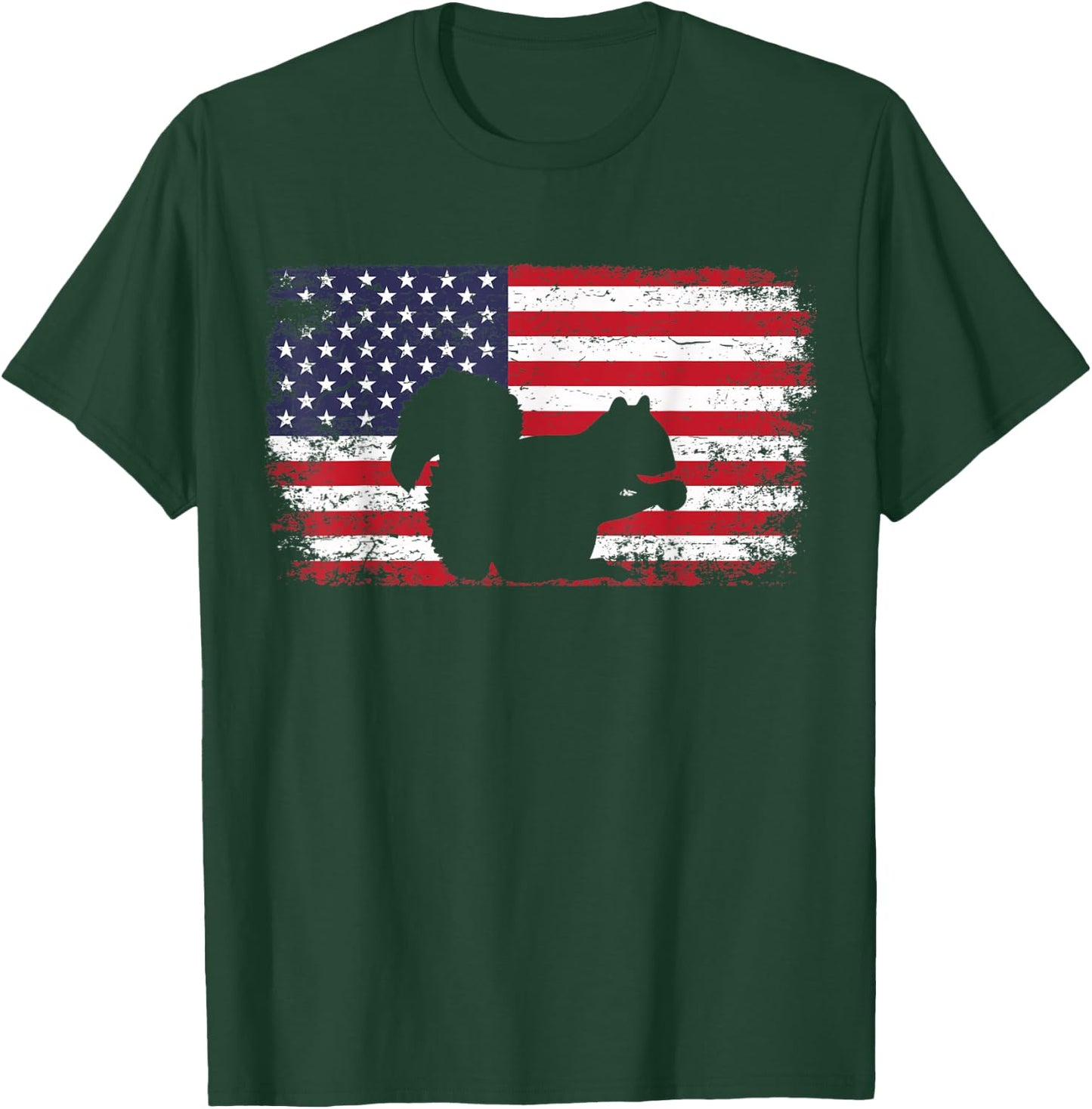 Patriotic Squirrel American Flag Cool Wild Lover Animals Fun Women Kids Men T-Shirt - T-Shirt | Forest