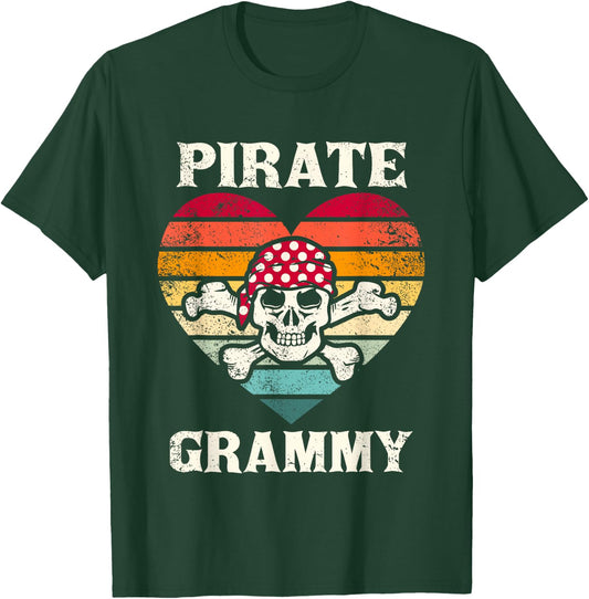 Pirate Grammy Heart Funny Vintage Skull Heart T-Shirt - T-Shirt | Forest