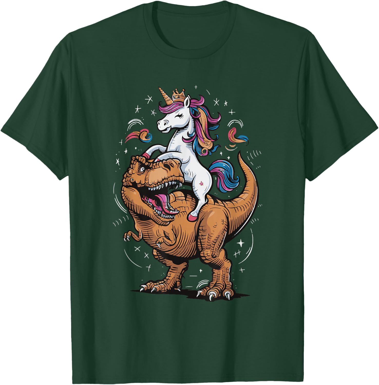 Unicorn Riding T Rex T-Shirt - T-Shirt | Forest