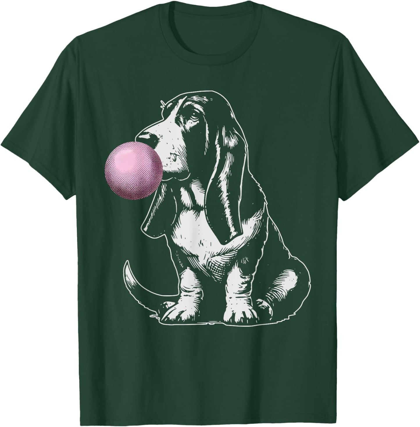 Vintage Dog Basset Hound Bubble Gum Graphic Owner Dog Lover T-Shirt - T-Shirt | Forest