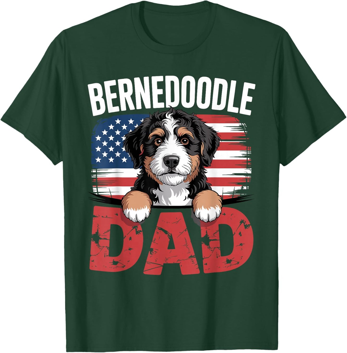 Funny Bernedoodle Dad Art Boys Bernedoodle Dog Owner T-Shirt - T-Shirt | Forest