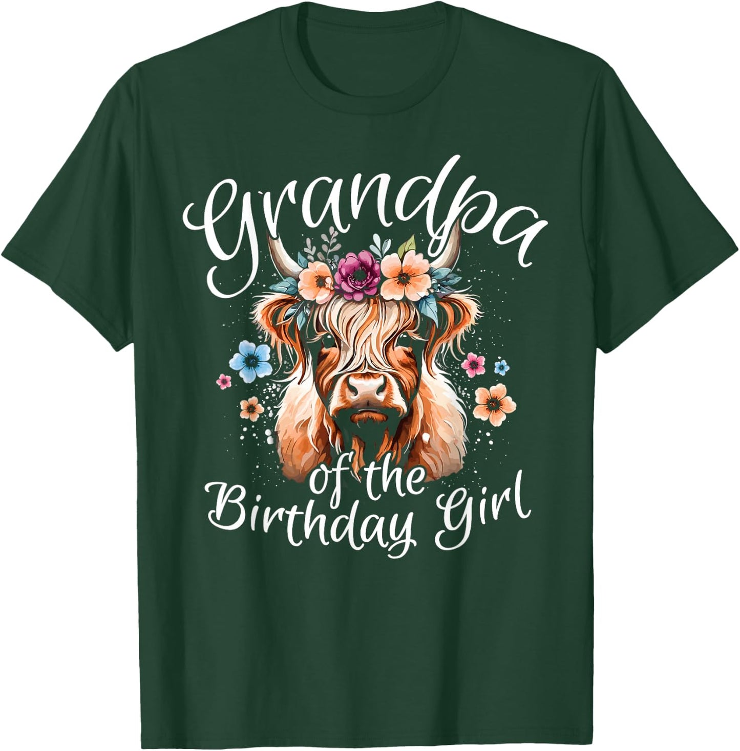 Grandpa Of The Birthday Girl Highland Cow T-Shirt - T-Shirt | Forest