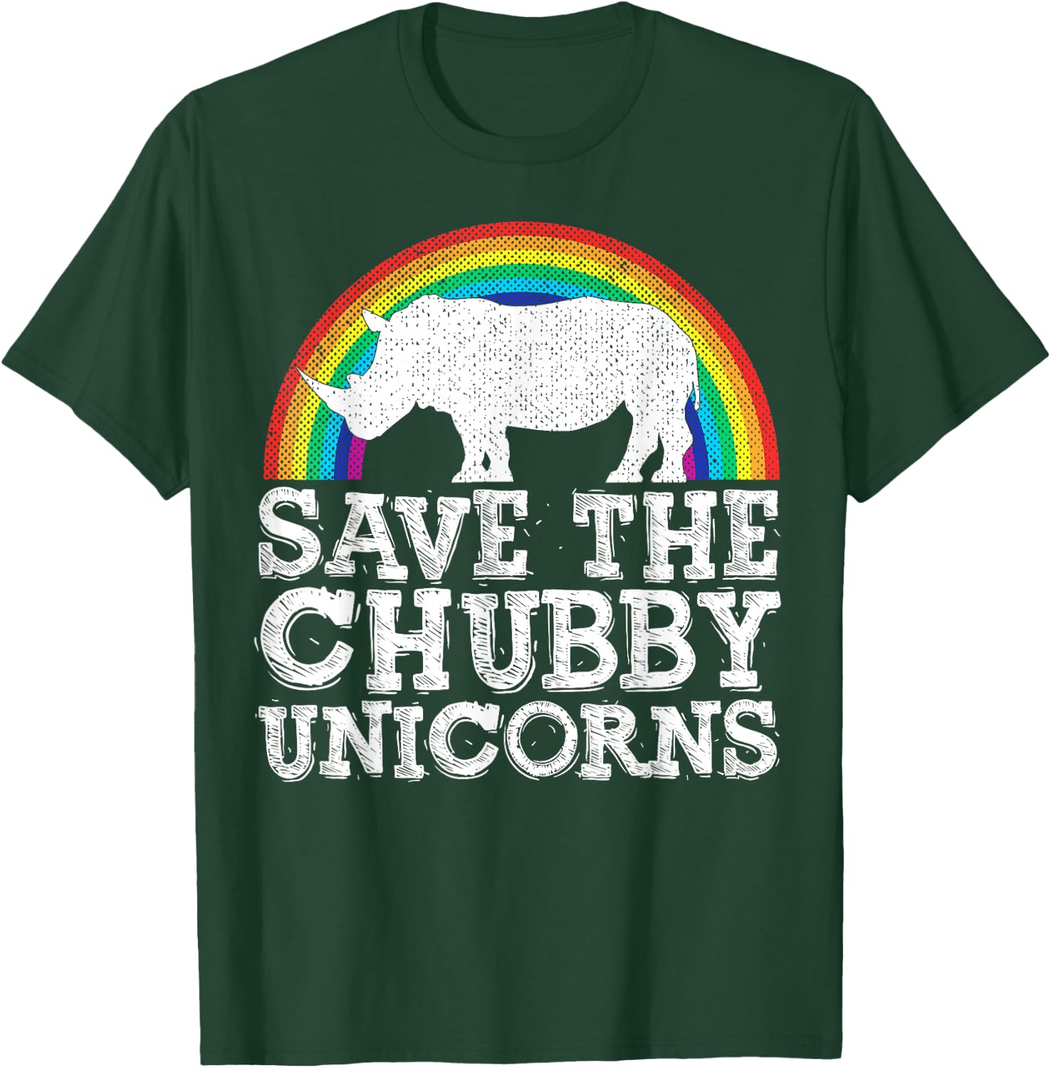 SAVE THE CHUBBY UNICORNS Gift Rhino Conservation Rainbow T-Shirt - T-Shirt | Forest