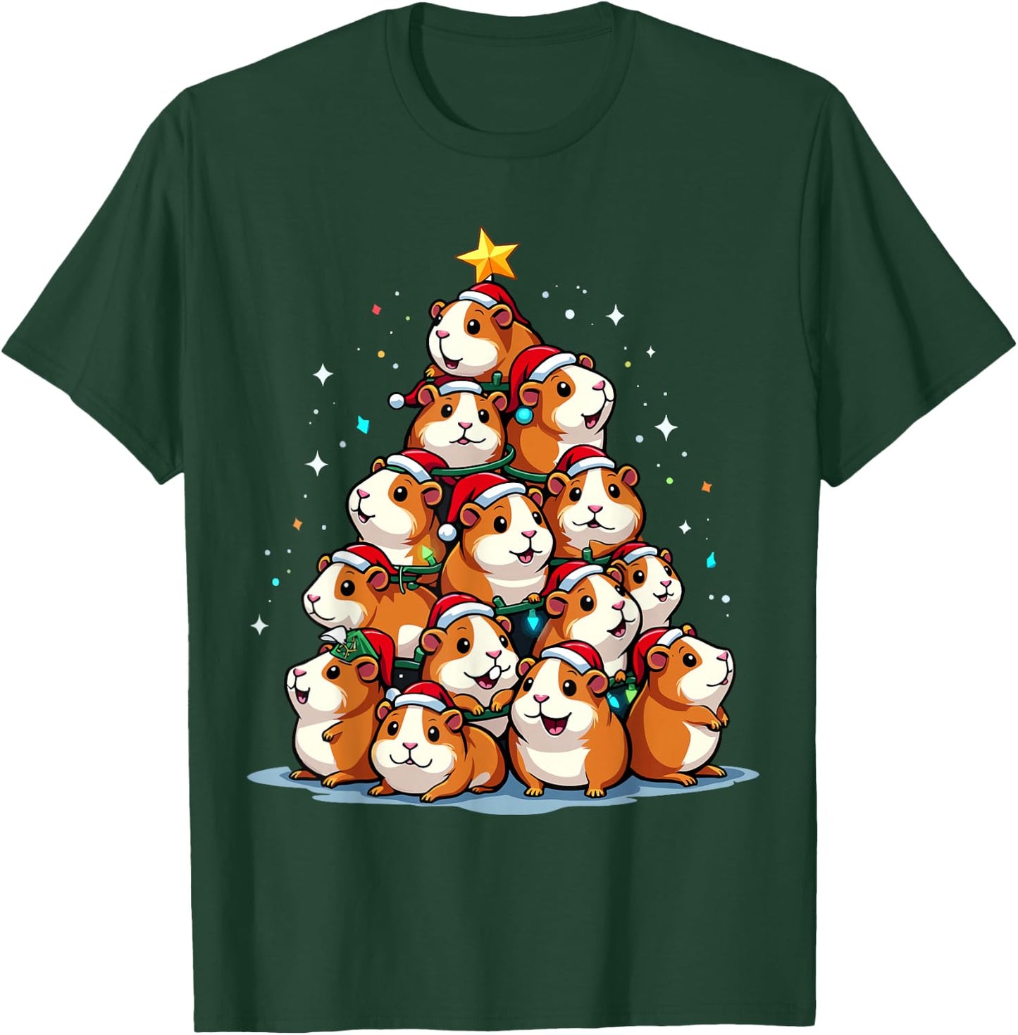 Guinea Pig Christmas Tree Funny Cavy Holiday T-Shirt - T-Shirt | Forest