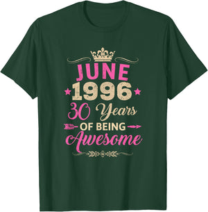 June 1996 30 Years of Being Awesome Retro 30Th Birthday T-Shirt - T-Shirt | Forest