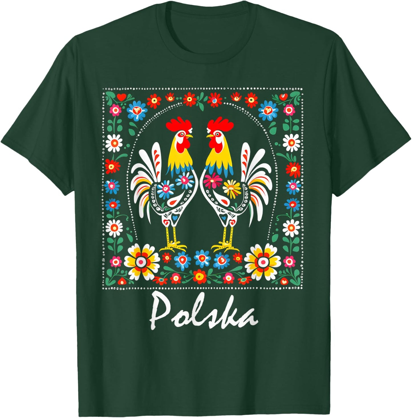 Poland Folk Art Flowers Polish Wycinanki Polska Day Festival T-Shirt - T-Shirt | Forest