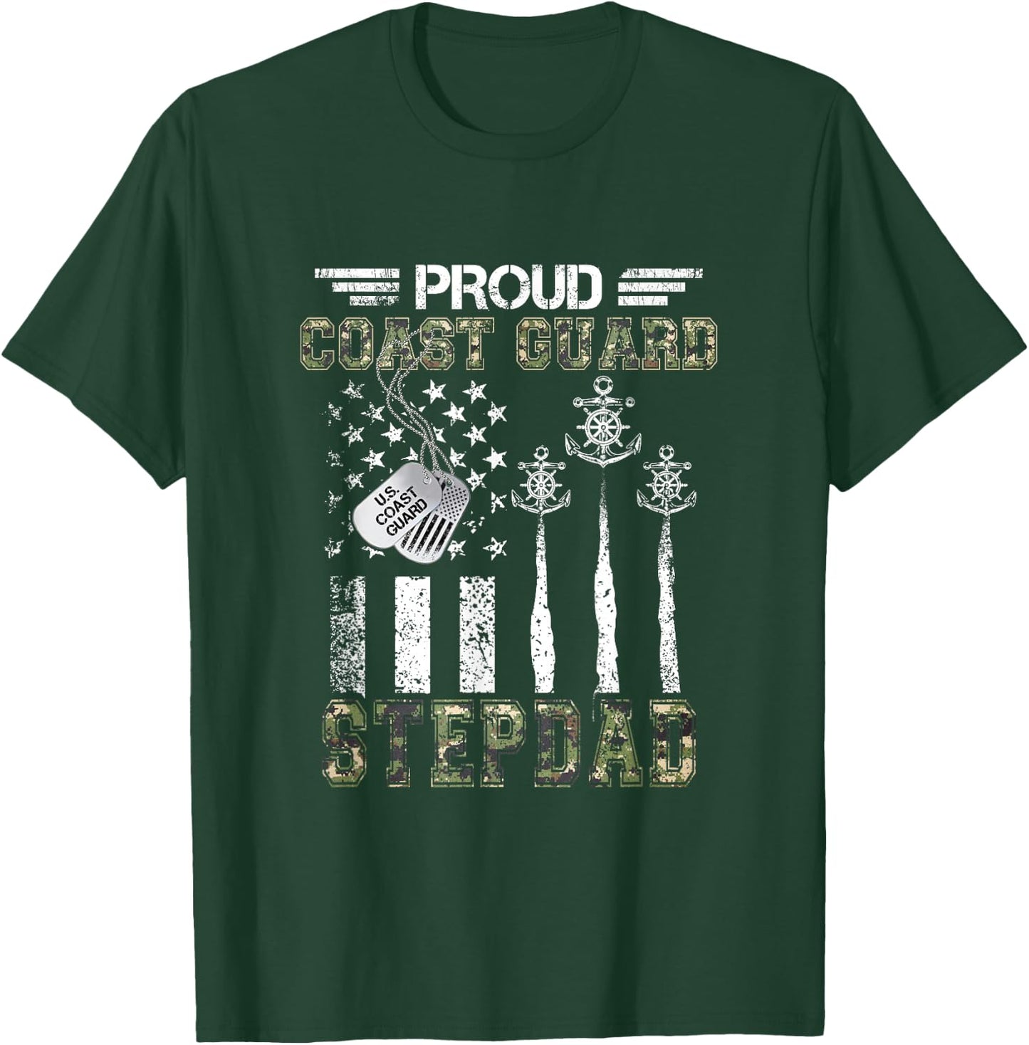 Proud Coast Guard Stepdad US Coast Guard Graduation Stepdad T-Shirt - T-Shirt | Forest