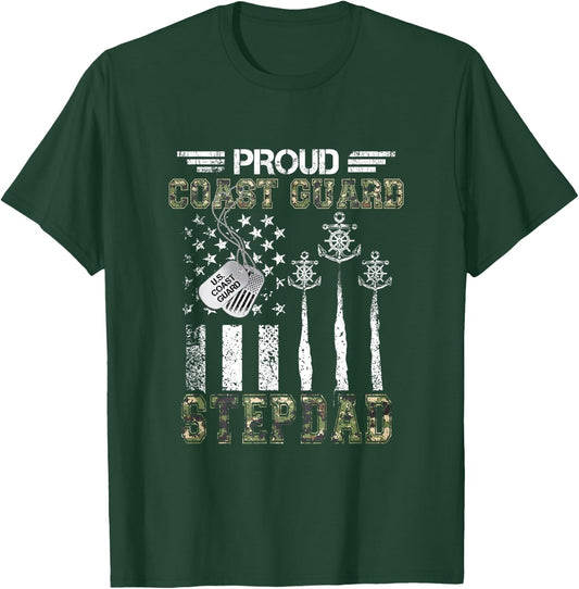 Proud Coast Guard Stepdad US Coast Guard Graduation Stepdad T-Shirt - T-Shirt | Forest