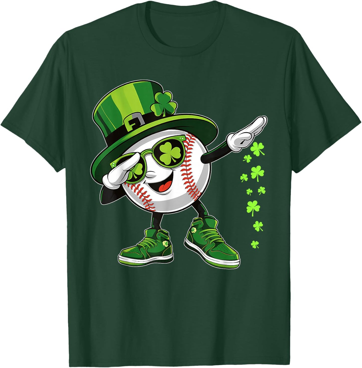 Funny Dabbing Shamrock Baseball St Patrick's Day Kids T-Shirt - T-Shirt | Forest