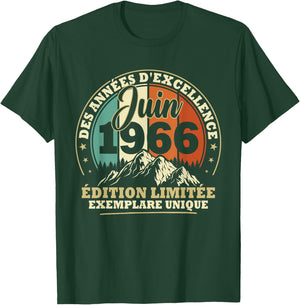 Vintage Juin 1966 Cadeau Anniversaire 60 Ans Hommes Femmes T-Shirt - T-Shirt | Forest