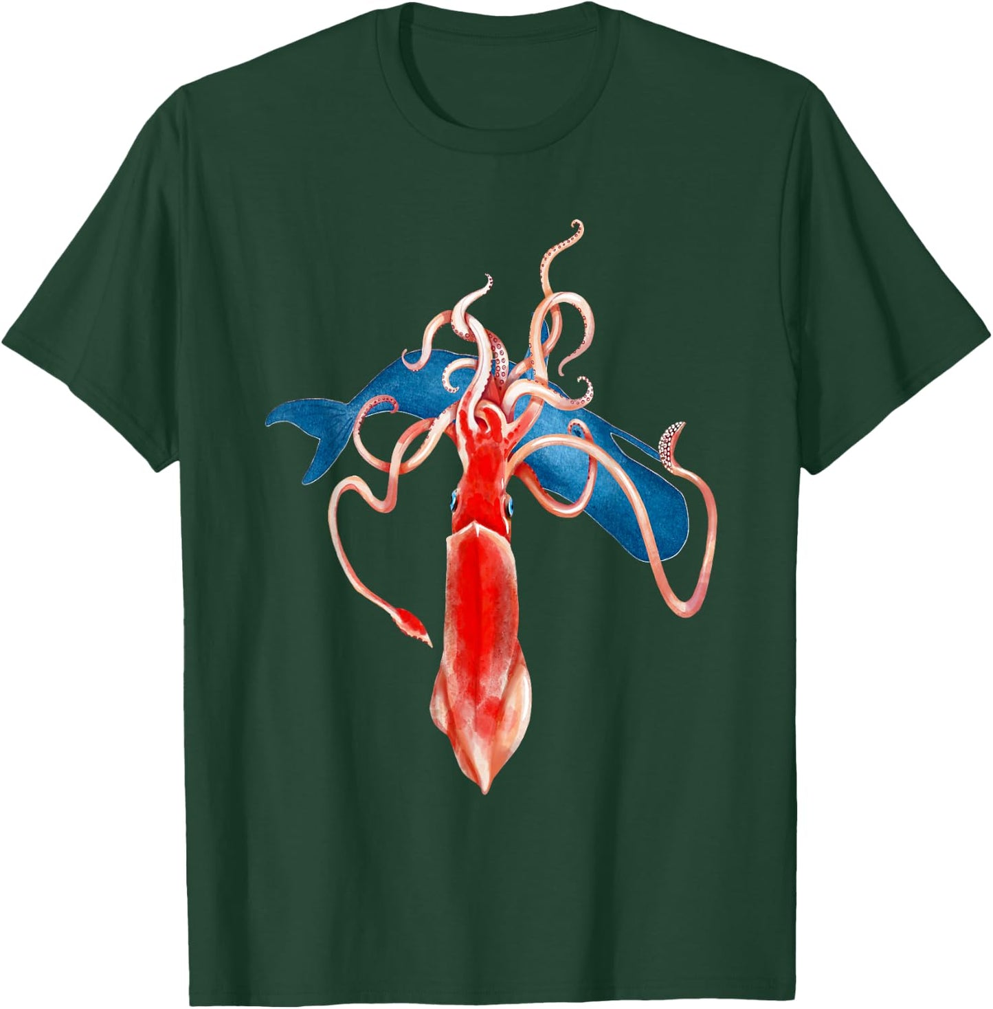 Fun Ocean Sea Animals Giant Squid vs Whale T-Shirt - T-Shirt | Forest