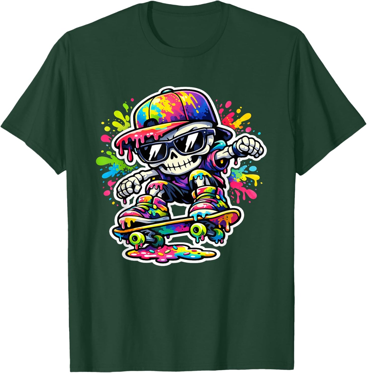 Retro Skate Clothing Kids Skater Boys Y2K Graffiti T-Shirt - T-Shirt | Forest