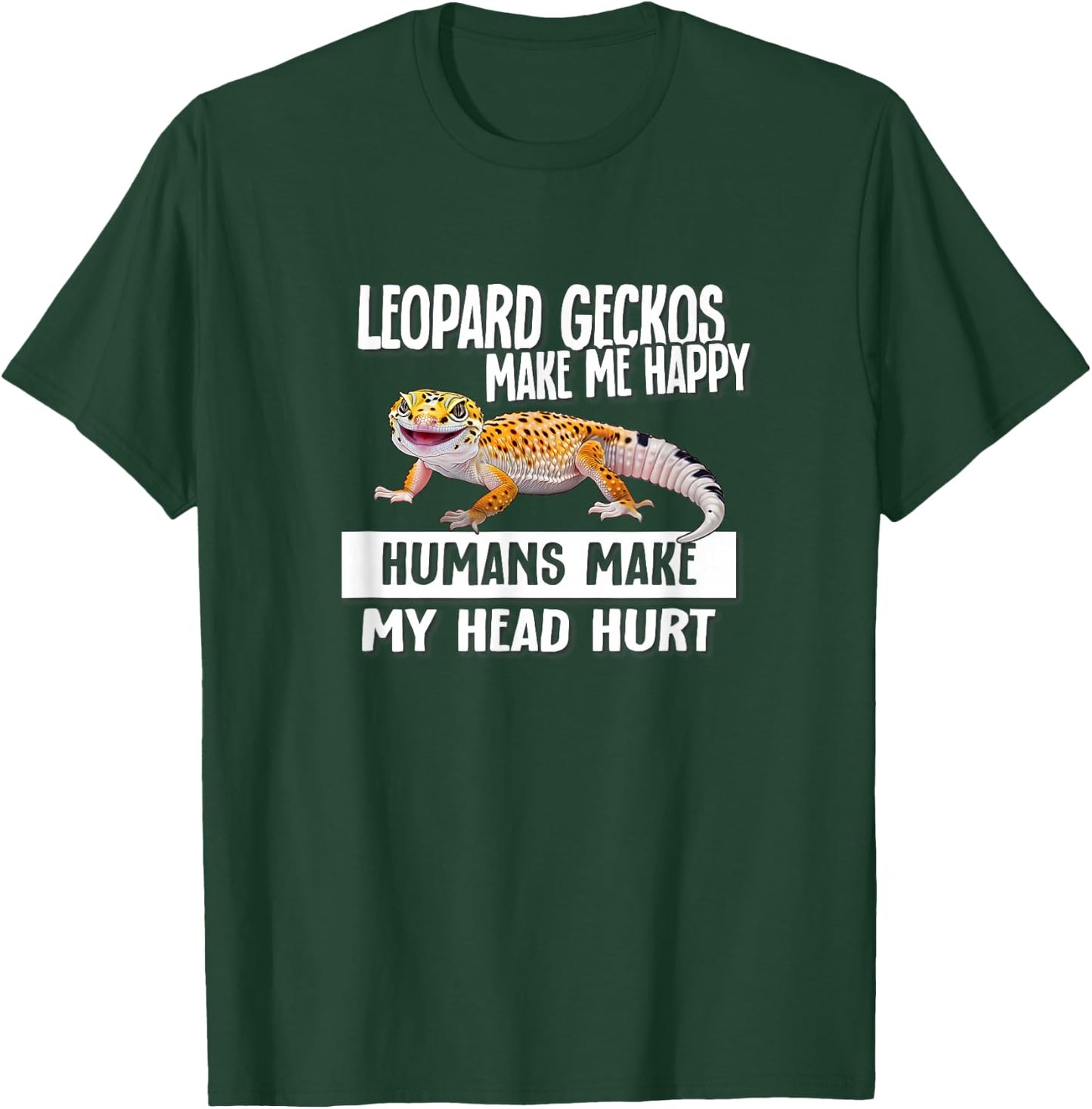 Kids Boys Girls Reptile Make Me Happy Leopard Gecko Lover T-Shirt - T-Shirt | Forest