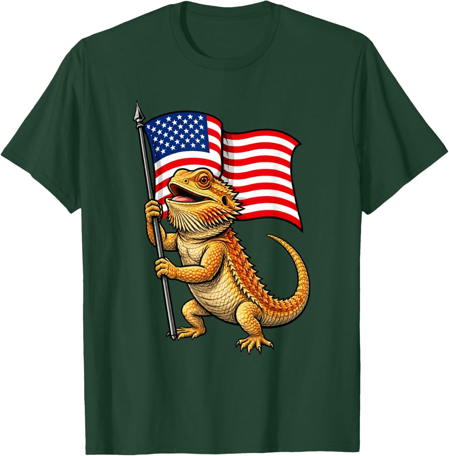 American Flag Bearded Dragon 4th of July T-Shirt - T-Shirt | Forest