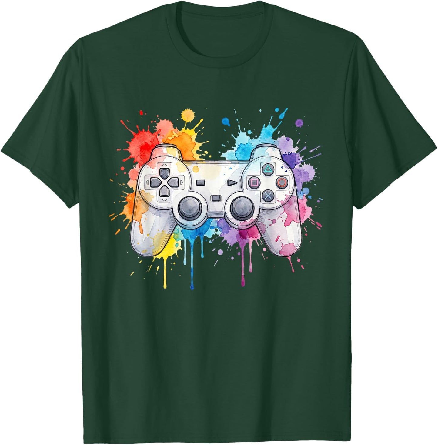 Game Controller Splash Gaming Video Gamer Men Boys Kids T-Shirt - T-Shirt | Forest