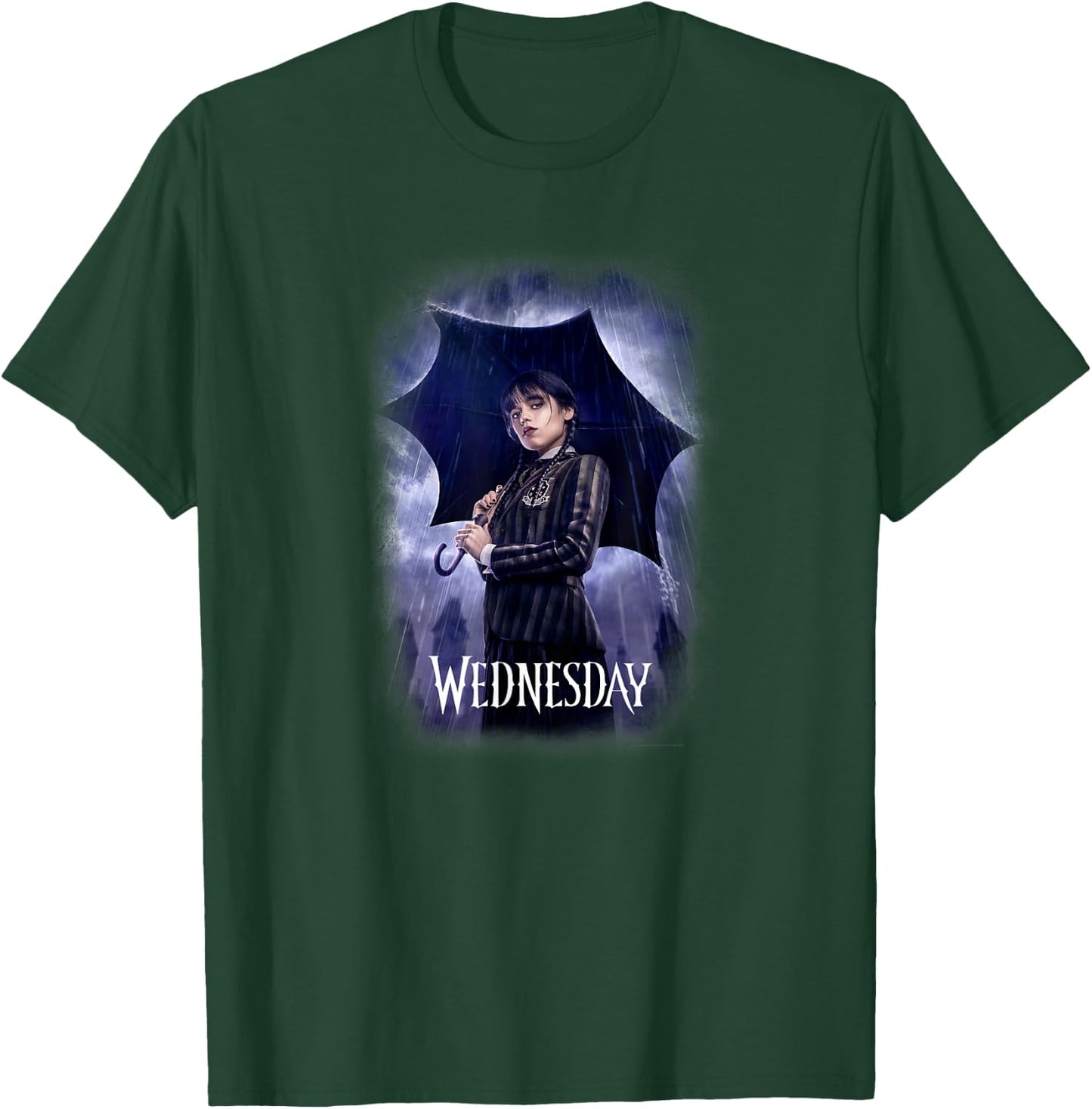 Wednesday Series Mittwochsplakatkunst Schwarz -Erwachsene Female Klein EU S Kurzarm V-Ausschnitt Klassisch 1 Count T-Shirt - T-Shirt | Forest