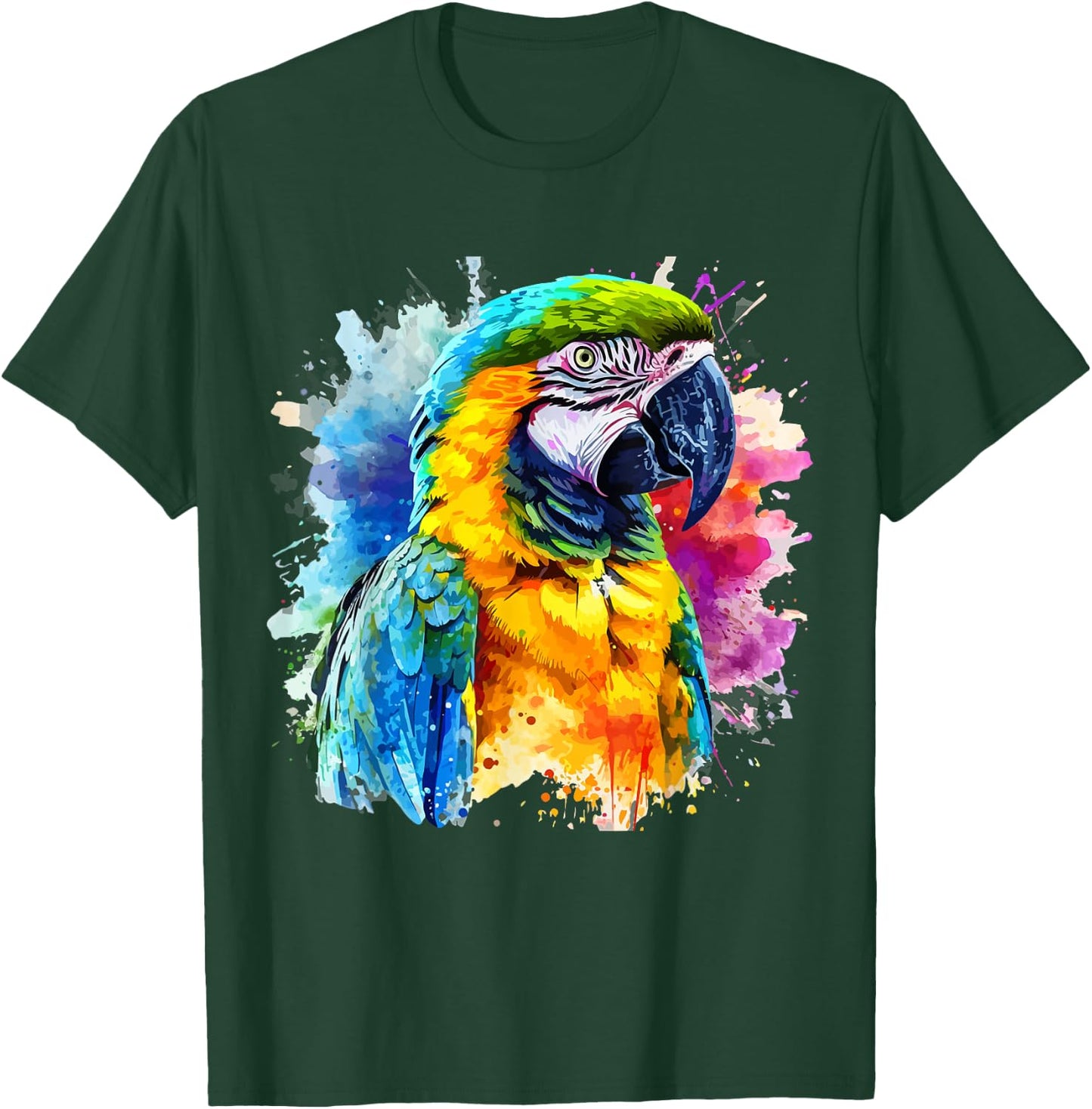 Colorful Parrot Watercolor T-Shirt - T-Shirt | Forest