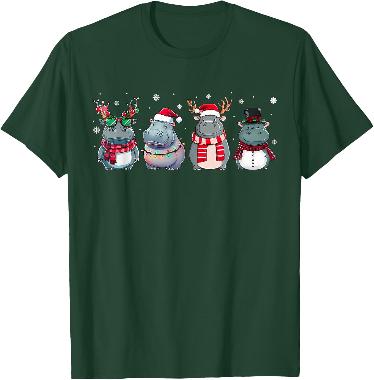 Christmas Hippopotamus Xmas Hippo Lovers Family Matching T-Shirt - T-Shirt | Forest