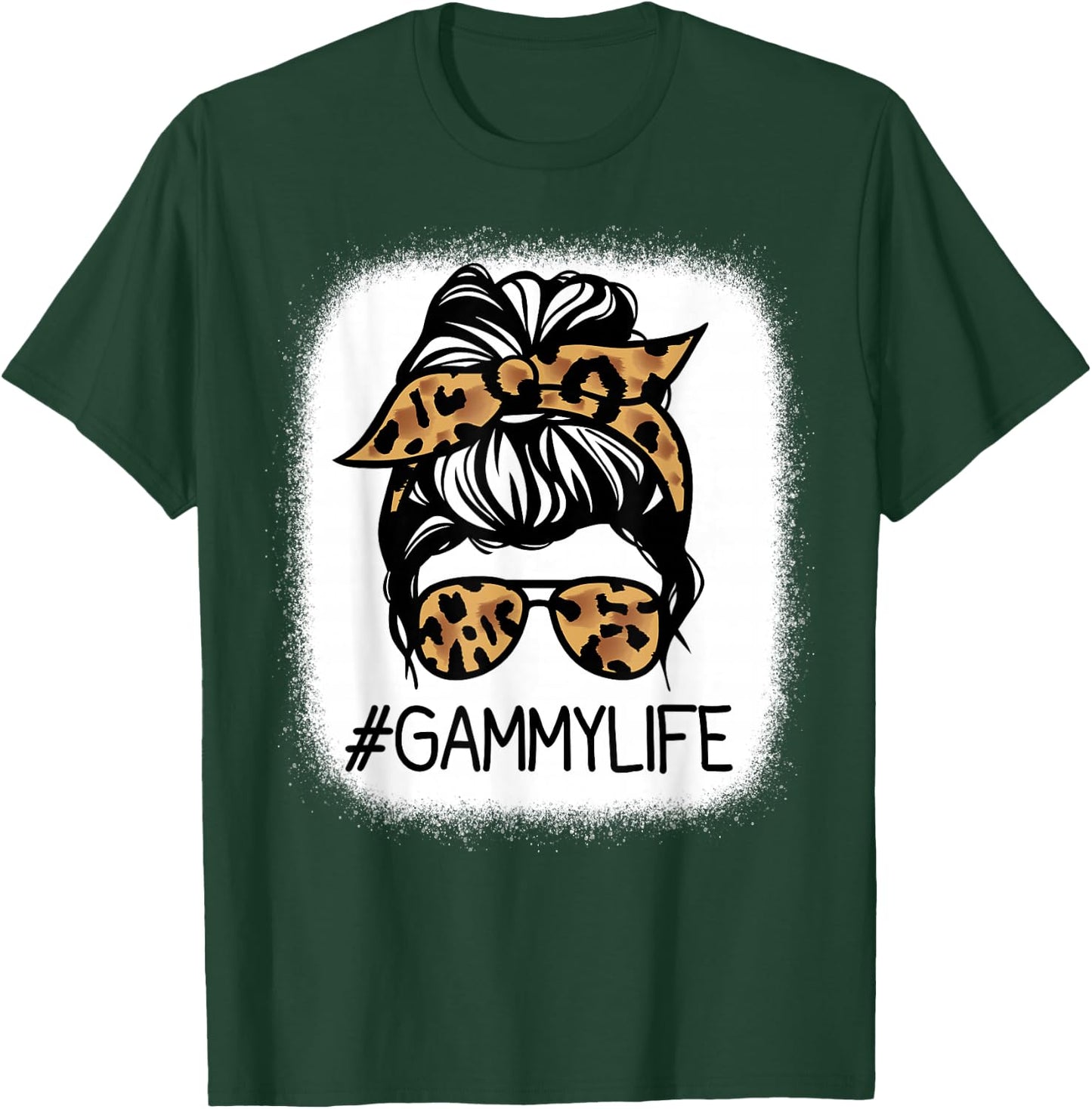 GAMMY Leopard Messy Bun Mother's Day for Grandmothers T-Shirt - T-Shirt | Forest