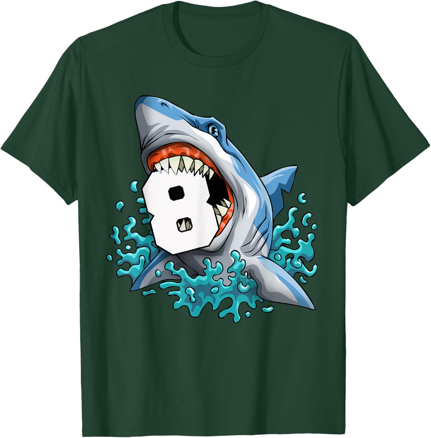 Kids Shark 8th Birthday Boys Funny Shark 8 yrs Old Birthday T-Shirt - T-Shirt | Forest